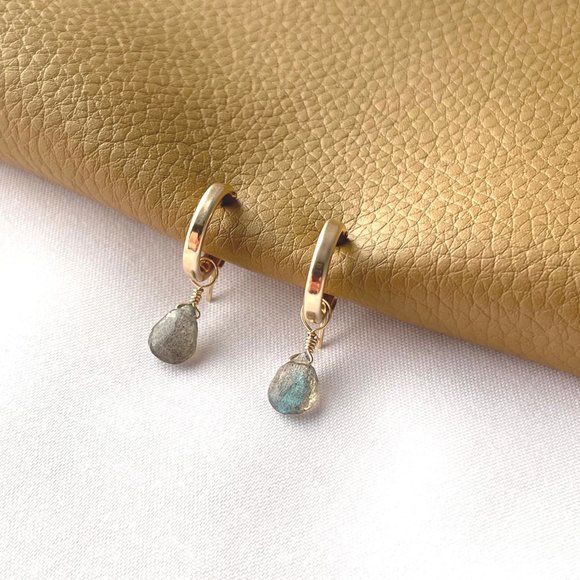 BUNDLE 14K Gold-Fill Gemstone Earrings - Labradorite - Amethyst - Peridot - Picture 4 of 4